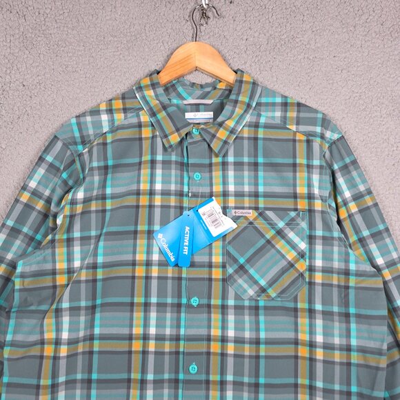 Columbia Shirt Mens Size Large Ridge Blue Green Ridge Plaid Long Sleeve 2.0 NWT - Picture 2 of 12